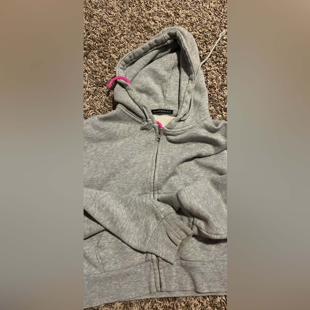 Brandy Melville Gray Hoodie with Pink Accents